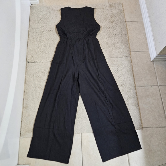 Gardenwed Black Sleeveless Wide-Leg Jumpsuit with Pockets Size Medium - Picture 8 of 10